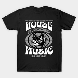 HOUSE MUSIC  - Underground Cat (white/grey) T-Shirt